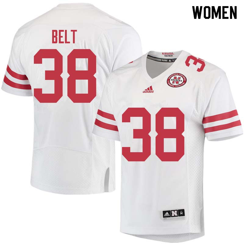 Women #38 Brody Belt Nebraska Cornhuskers College Football Jerseys Sale-White